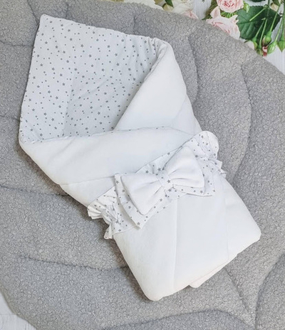 Конверт-ковдра з бантом, велюр, бавовна, силікон, 80*80 см, ТМ "Angel"