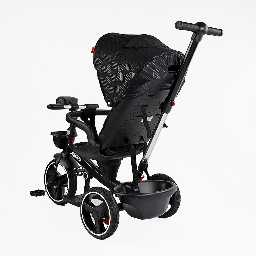 Детский трехколесный велосипед Best Trike Marco 9155 PU, складной руль, музыкальная фара, с родительской ручкой