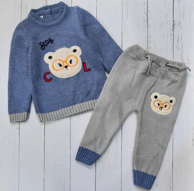 Костюм 2в1: світшот, штани "Ведмедик", акрил, вовна ТМ "Cloudy" (86-92 см)