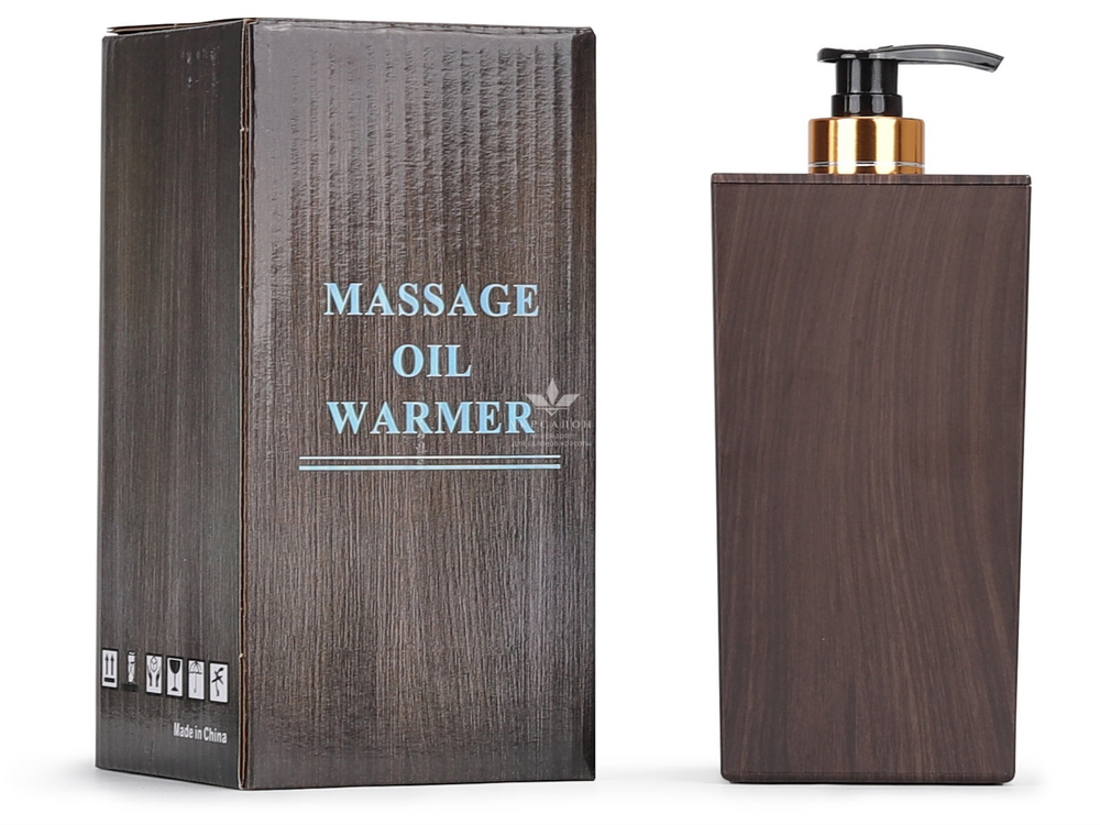 Підігрівач для масажної олії з флаконом 300 мл, коричневий