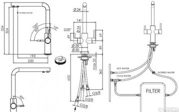 Змішувач кухонний із підключенням до фільтру Franke Neptune Clear Water Хром Білий (115.0370.703)