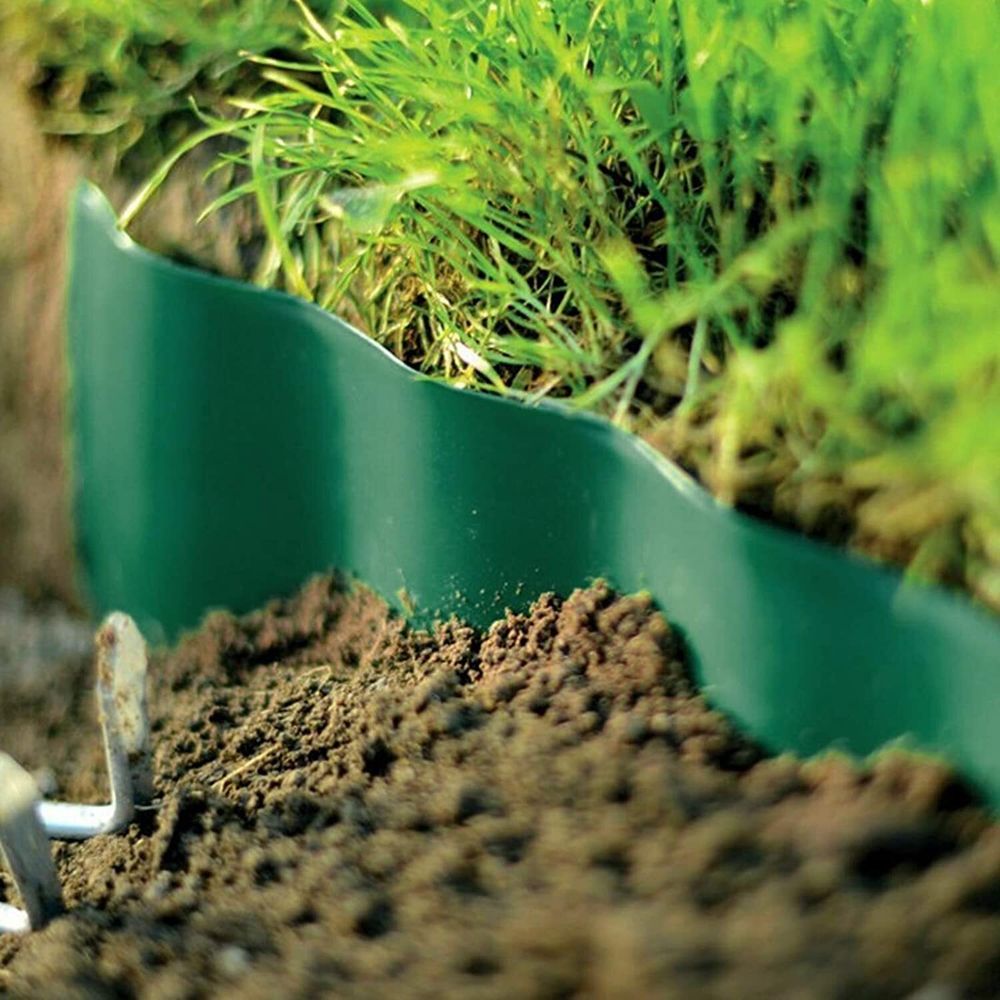 Бордюрная лента садовая, волнистая, 15см х 9м зеленая