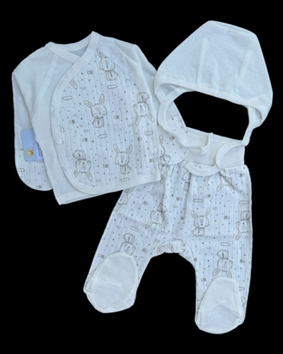 Комплект 3в1: сорочечка, повзунки, шапочка "Принт", кулір, ТМ “Happy ToT” (56 см)