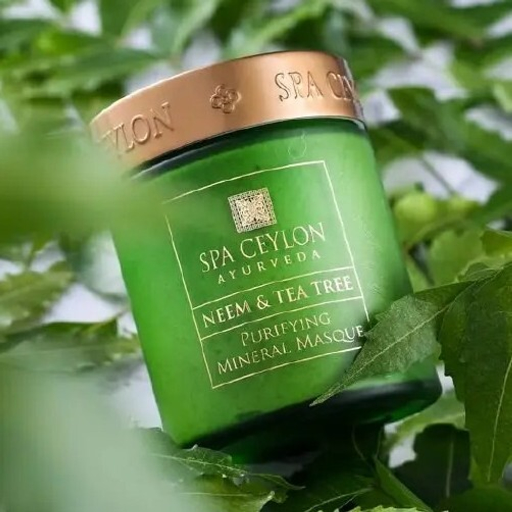 Очищувальна мінеральна маска для жирної та проблемної шкіри Маргоза і чайне дерево 200 г, SPA Ceylon