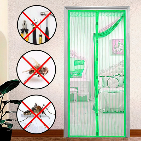 Москитная сетка на дверь на магнитах от насекомых 100х210 см Magic Mesh (Зеленая)