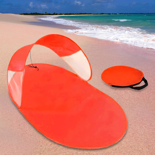 Подстилка от солнца (коврик на море) пляжная с козырьком 150см х 80см х 50см красный (212)