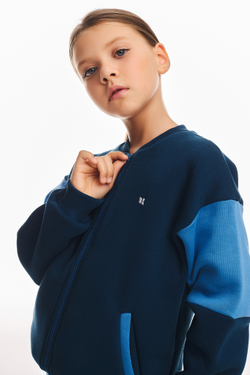 Дитячий спортивний утеплений костюм Kindamor Little Explorer Blue/Dark Blue, фліс, на змійці, для дівчинки