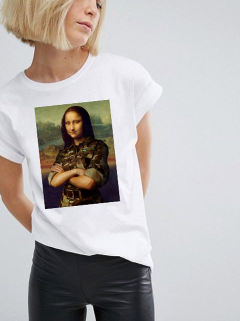 Футболка жіноча біла Mona Lisa: Millitary version Katarina Ivanenko