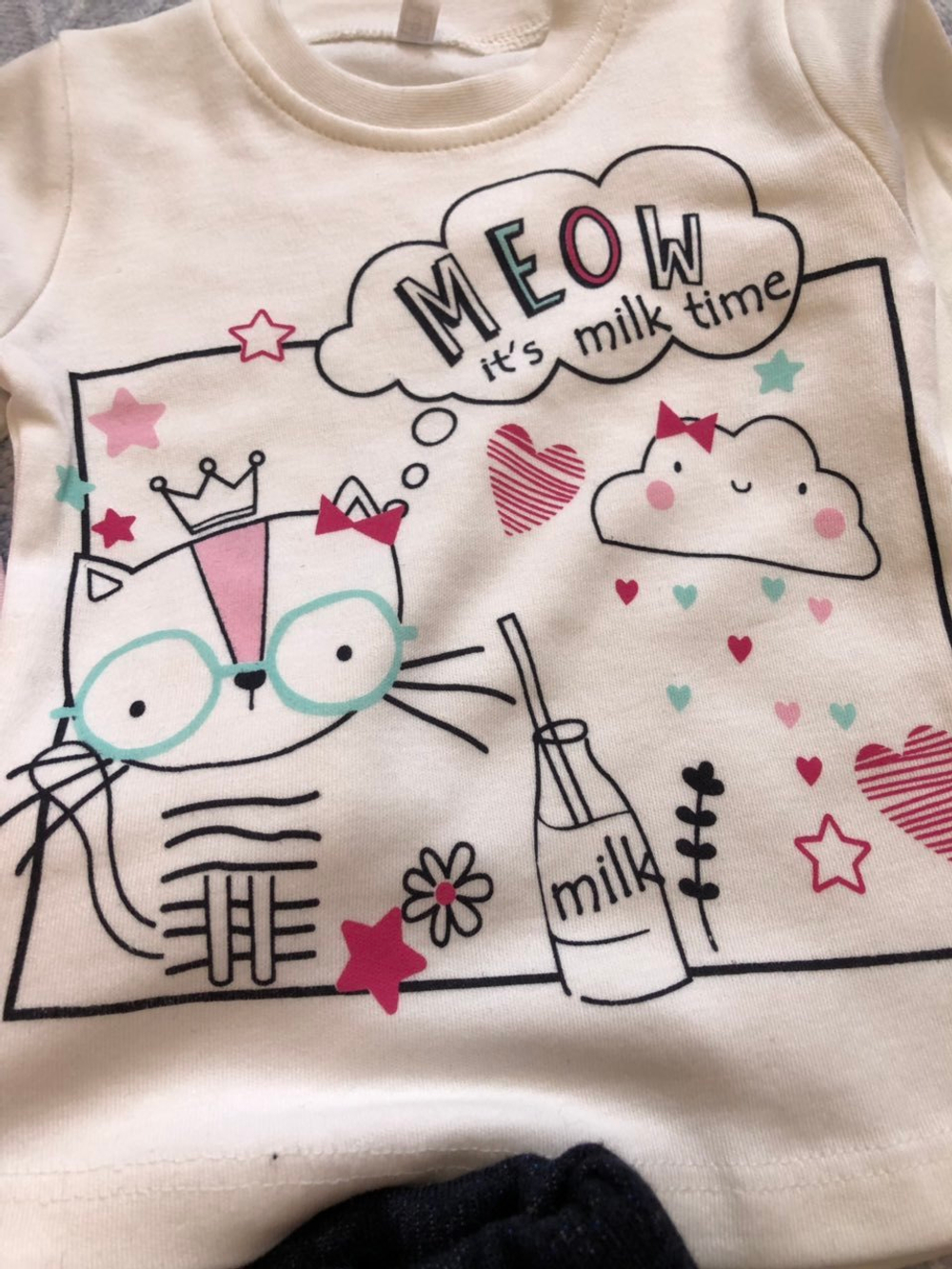Костюм 3в1: кофта, штани, реглан» “Meow”, бавовна, велюр, двунитка з начосом, ТМ ”Necix's" (80 см)